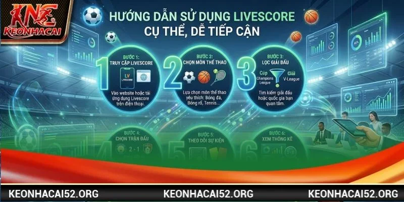 Các bước sử dụng Livescore rất cụ thể, dễ tiếp cận
