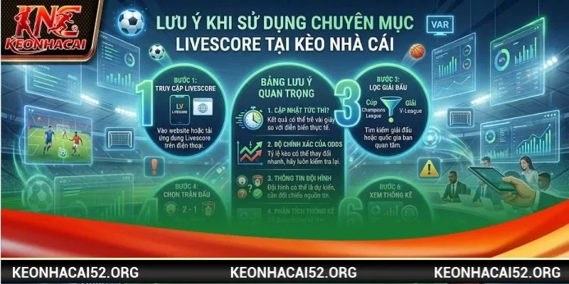 Một vài lưu ý khi sử dụng chuyên mục Livescore tại Kèo Nhà Cái